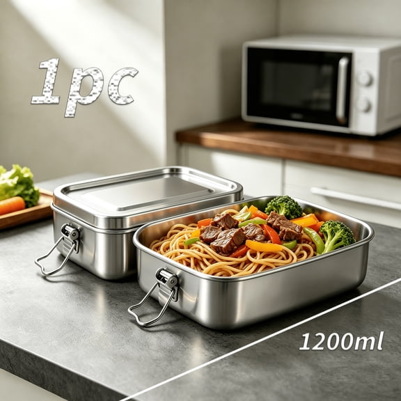 1/2/3 Pack Large Capacity Square Stainless Steel Lunch Containers with Airtight Lids, Reusable Food Storage Boxes for Picnic Camping Outdoor Daily Use