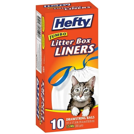 Hefty Jumbo Litter Box Liners, 10 count