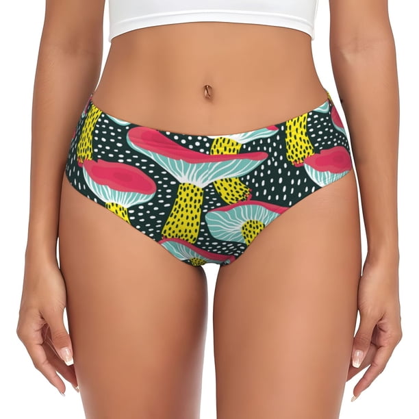 Fotbe Green Mushroom Calzones Estampados para Mujer – Ropa Interior de Algodón, Cómoda, Suave y Elástica-4X-Large