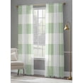 thumbnail image 3 of Sage Green Plaid Sheer Curtains 96 Inch Length 2 Panels Set, Spring Farmhouse Buffalo Checkered Voile Window Treatment Semi Sheer Long Curtains Drapes for Bedroom/Living Room/Kitchen 52"x96"x2, 3 of 7