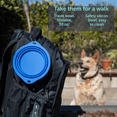thumbnail image 5 of Kewoow Set of 2 Silicone Bowl collapsable Dog & Cat. Foldable with a carabiner/clip, Travel expandable pet dish for water or food, Small-medium-Large sized pets, 28.74 fl oz/ 4 us cup. Blue, 5 of 10