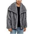 thumbnail image 2 of Donemore Men's Winter Faux Fur Coat Warm Turn-Down Collar Long Sleeve Solid Color Fashion Outerwear for Casual Daily Party, 2 of 7