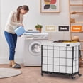 thumbnail image 3 of Laundry Hamper with Heavy Duty Caster Wheels; 3 Sections Clothes Lid; 132L Basket Removable Liner Bag; Sorter Metal Handle (White), 3 of 3