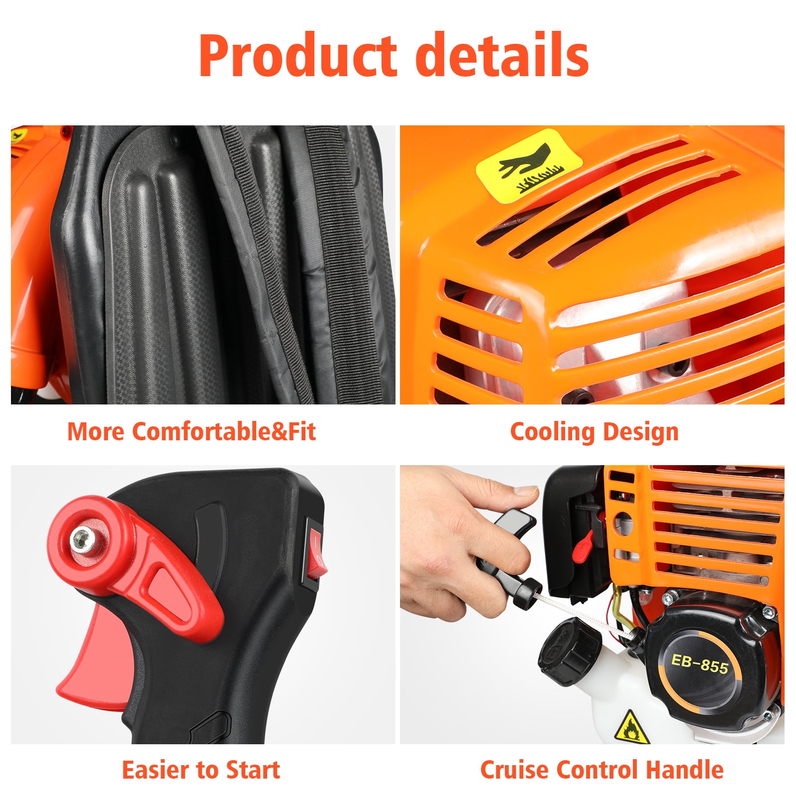43CC Gas Backpack Leaf Blower, 665 CFM, 2800 RPM, 2-Stroke Engine Gas Blower for Landscaping, Snow Removal, and Heavy-Duty Yard Work – Lightweight, Quiet