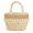 Off-white, variant on Straw Woven Top-Handle Handbag, Rattan Style Basket Tote Purse with Secure Tight Weaving, Lightweight Summer Beach Bag for Seaside Vacations, Photo Shoot Props, and Casual Daily Wear