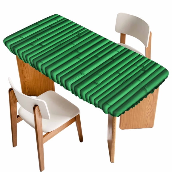 Retro Green Table Cloths for 5 Foot Rectangle Tables, Vintage Rustic Plants Trees Lines Pattern Patio Waterproof Elastic Fitted Tablecloths, Washable Rectangular Table Cover for Camping