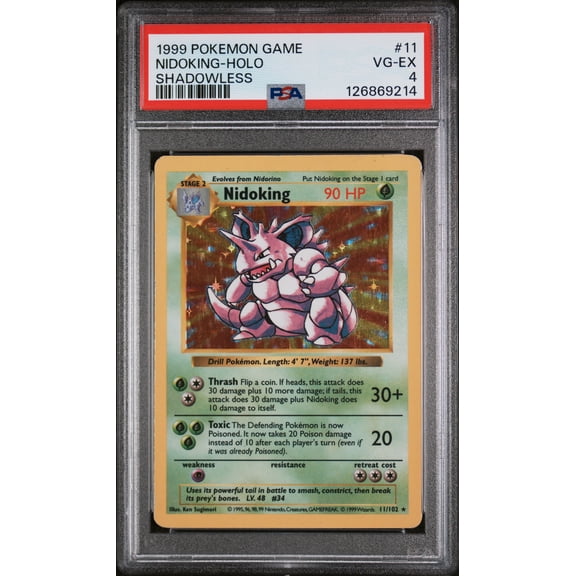 1999 Pokemon Base Set Shadowless Holo Nidoking #11 PSA 4