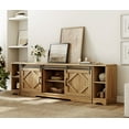 thumbnail image 4 of WAMPAT Farmhouse TV Stand with Sliding Barn Doors, Media Console with 3-Tier Adjustable Shelf for TVs up to 85", Rustic Wood Entertainment Center for Living Room,Vintage Oak, 4 of 6