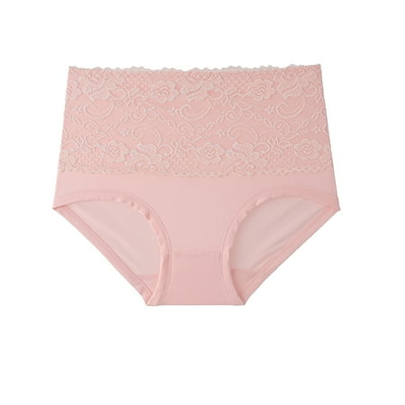 XMMSWDLA Women Underwear High Waist Cotton Briefs Ladies Panties Tummy Control Panty Full Coverage Pink 6XL Womens Briefs