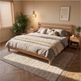 thumbnail image 6 of EDX Wood King Size Bed Frame with Headboard - Walnut Finish, Solid Wood Slat Support System, No Box Spring Required, 6 of 7