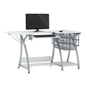 Sew Ready Pro Stitch Adjustable Sewing Machine Table with 3 Storage Drawers, White/Silver