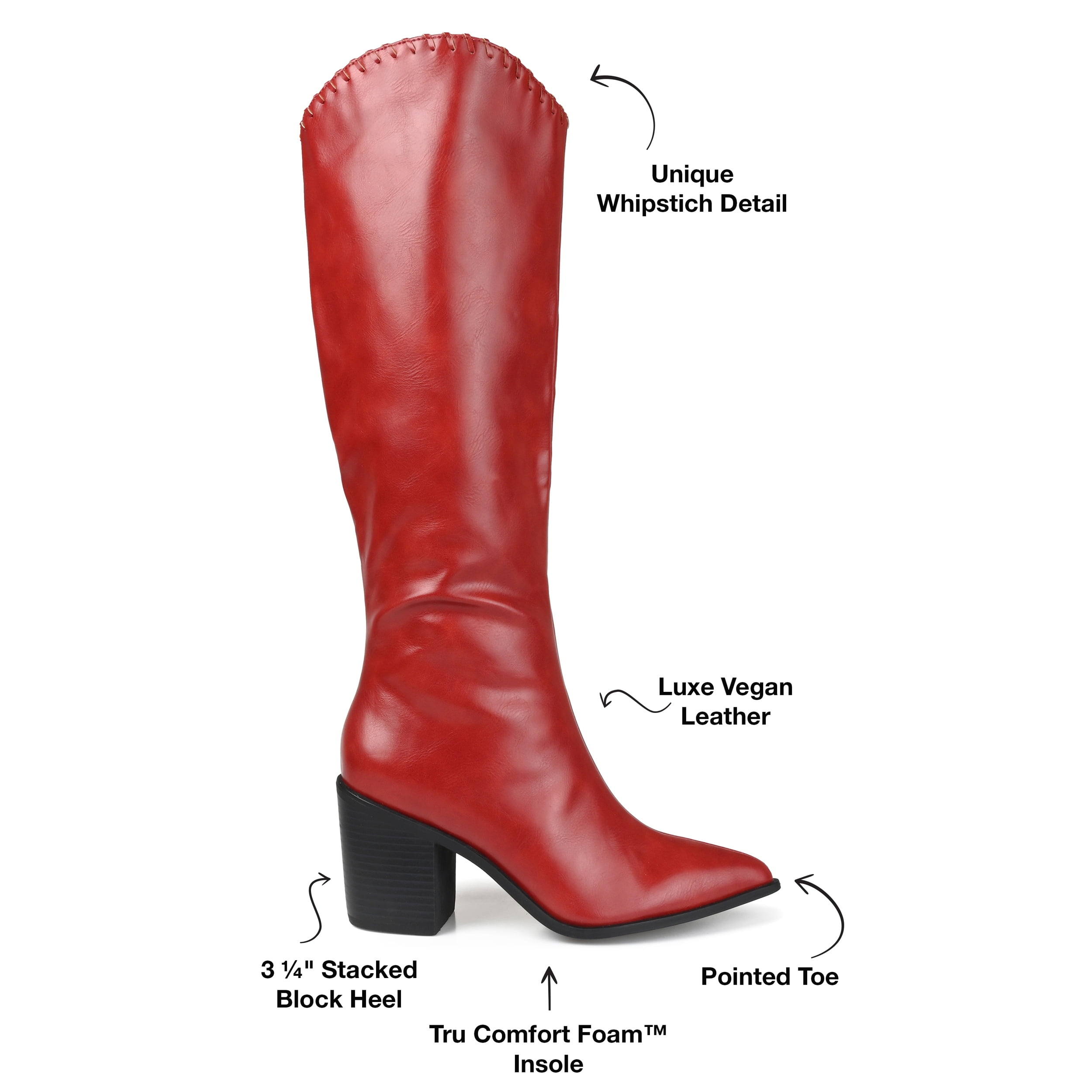 Journee Womens Daria Wide Calf Stacked Heel Knee High Boots