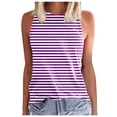 thumbnail image 2 of YMNXA Women's Tank Top Sleeveless Round Neck Striped Print Comfortable Breathable Basic Camisoles For Casual Daily Wear And Layering,Purple,M, 2 of 4