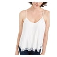 thumbnail image 3 of Q+A Los Angeles Womens White Sheer Ruffled Spaghetti Strap Top Size: S, 3 of 4
