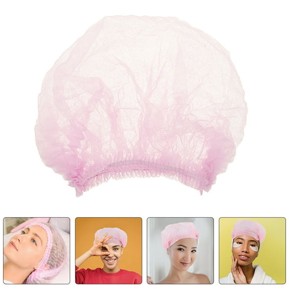 GAXIRE 100Pcs Pink Disposable Hairnets for Kitchen and Food Service
