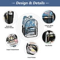 thumbnail image 4 of ALAZA Clear Backpack Tennis Racket Balls on Blue PVC Transparent BookBag, 4 of 7
