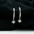 thumbnail image 3 of Rosec Jewels Diamond Star Drop Earrings for Women - Hinged Hoop Earrings - HI-SI Grade, 925 Sterling Silver, 3 of 8