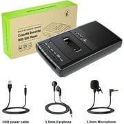 Cassette Player Tape Recorder, Portable Walkman Cassette USB Player with Stand-Alone Mic, One-Touch Recording(Black)