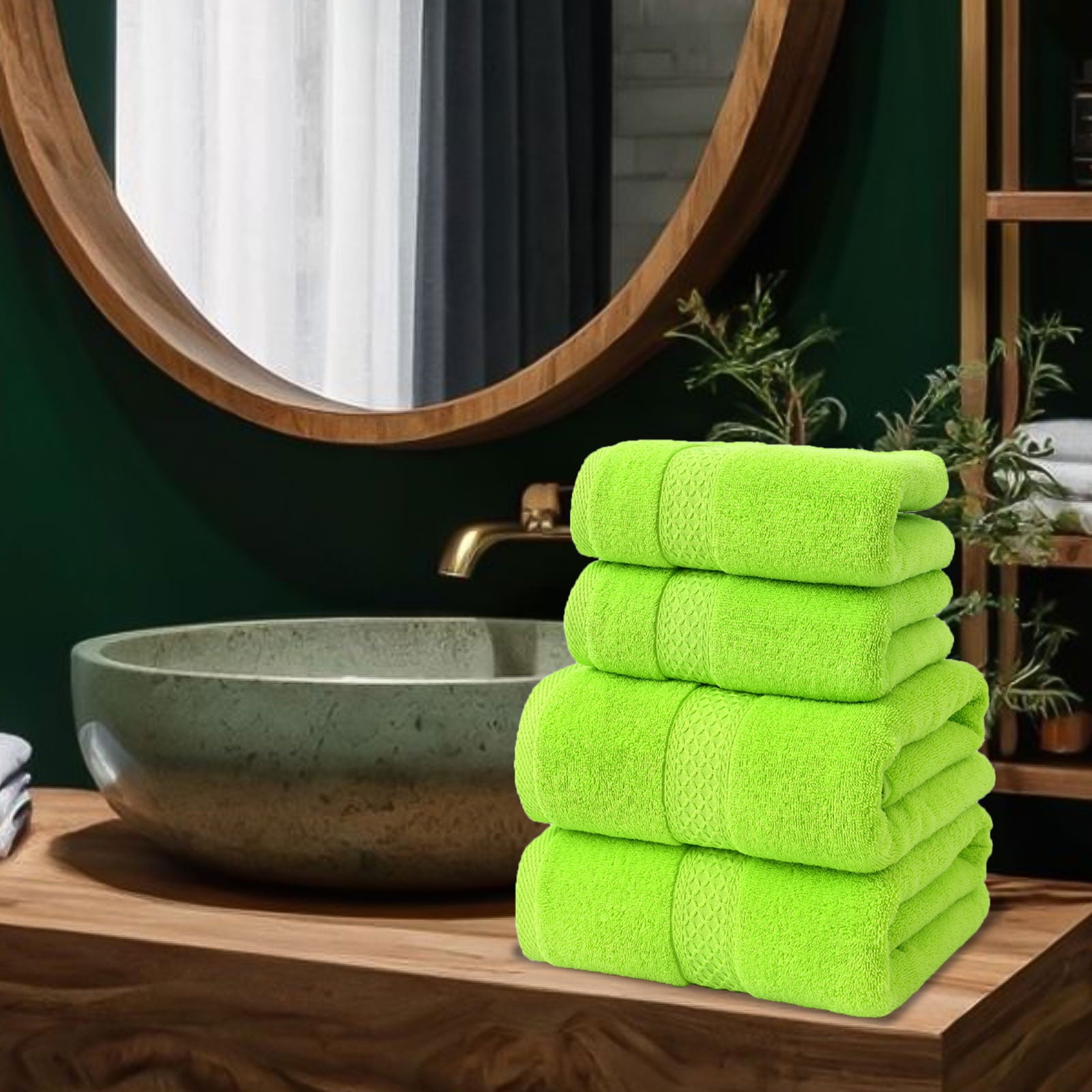 Hvmvliv Cotton Bath Towels Cotton Plain Gift Set Towel Multicolor Soft Absorbent Household Bath Towel Towel Green