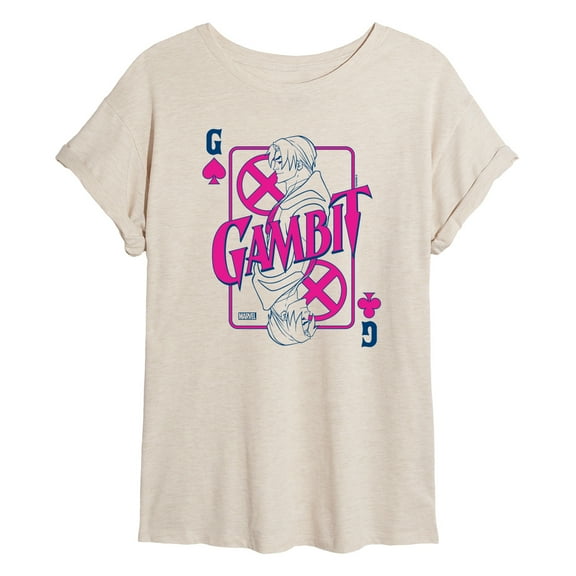 Marvel X-Men - Gambit Playing Card - Women's Oversized Graphic T-Shirt