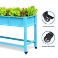 thumbnail image 3 of Dextrus Raised Garden Bed 47x18x31in Wood Mobile Elevated Planter Box Stand With Lockable Wheel, Shelf, Liner - Blue, 3 of 8