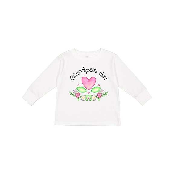Inktastic Grandpa's Girl Heart Flowers Girls Long Sleeve Toddler T-Shirt