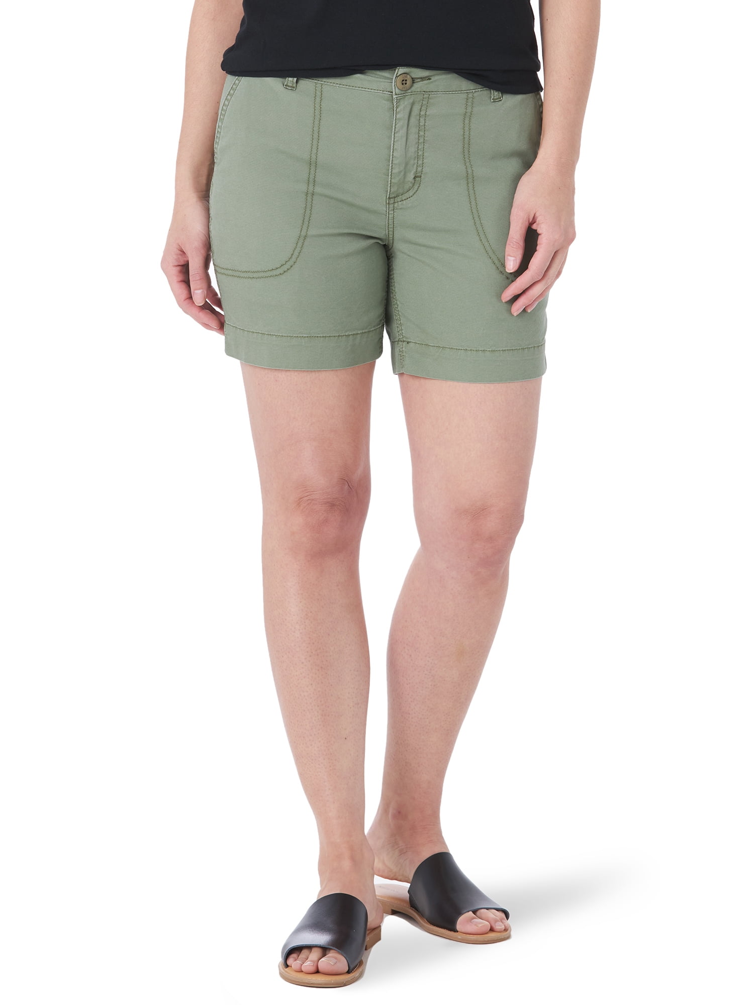 NEW Women's Lee Henley Bermuda Cargo Shorts Mid Rise Fit Cargo Stretch 