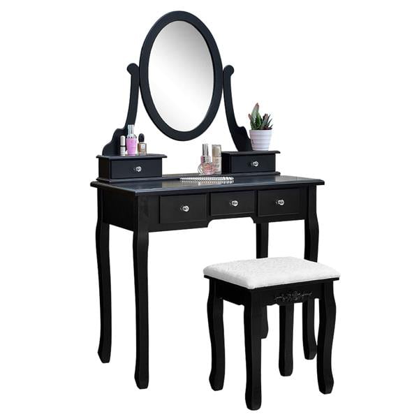 Uocoga Vanity Table Set Dresser With, Black Vintage Vanity Set