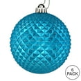 thumbnail image 3 of Vickerman 4" Turquoise Durian Glitter Ball Ornament, 6 per Bag, 3 of 3