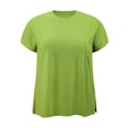 thumbnail image 4 of GRACE & GRANDEUR Women's Plus Size Easter Tops Textured Panel Front Crew Neck Solid Blouse Raglan Sleeve Loose Casual Blouses Top 1X Olive Green, 4 of 6