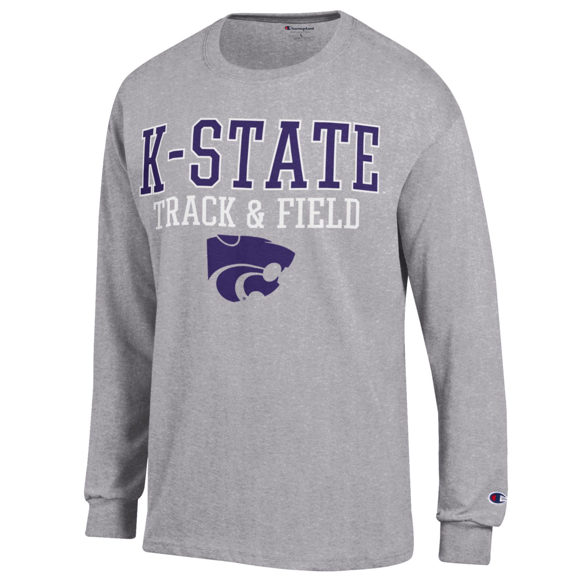 Men's Champion  Gray Kansas State Wildcats Track & Field Stack Long Sleeve T-Shirt