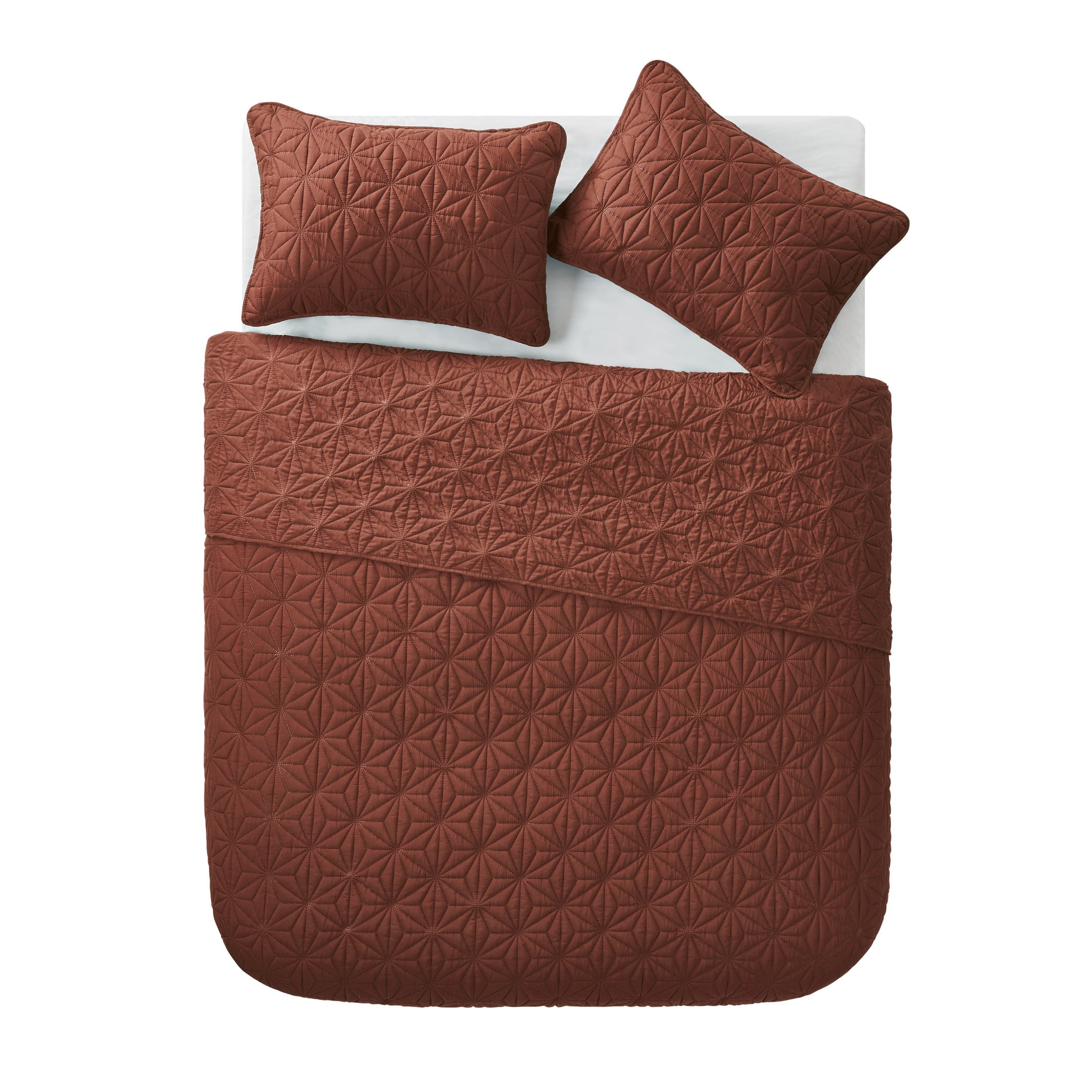 VCNY Home Kaleidoscope 3-Piece Orange Geometric Quilt Set, Full/Queen, Adult, Unisex