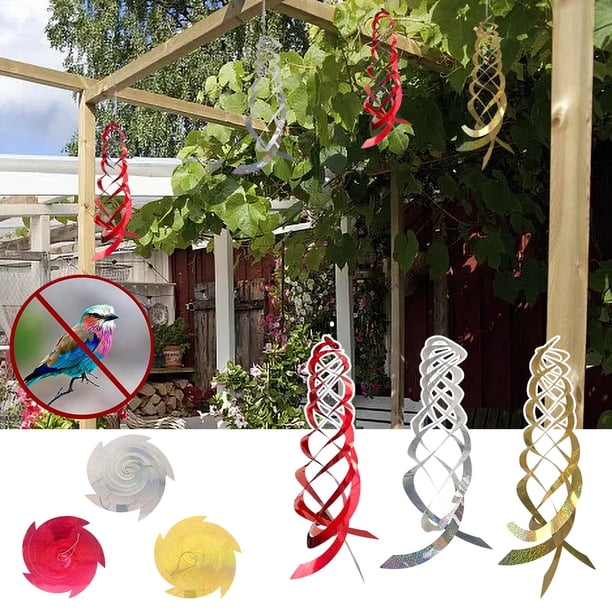 Xihbxyly Reflectores Repelentes de Aves, Molinetes de Mylar Brillante, Dispositivo Disuasorio Ecológico, Decoración para Jardín, Se Activan con El Viento, Fácil Instalación, Paquete de 3, 15.8 Pulgad