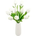 thumbnail image 1 of Nvzi 10 piezas de flores de tulipán artificiales, ramo de tulipanes de tacto real, ramo de tulipanes falsos para decoración de fiestas de bodas en el jardín del hogar (blanco), 1 of 4