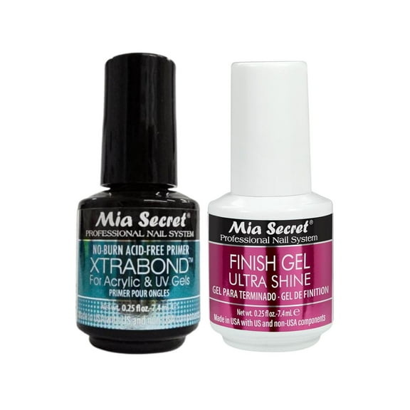 Mia Secret MINI Xtrabond Primer 0.25 and UV Finish Gel Ultra Shine 0.25 oz - COMBO PACK