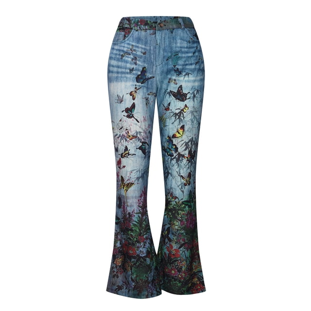 ZKCCNUK Pantalons pour Femmes Mode Décontractée Imprimé Pantalons Longs Droits Capris Longueur Complète en Solde