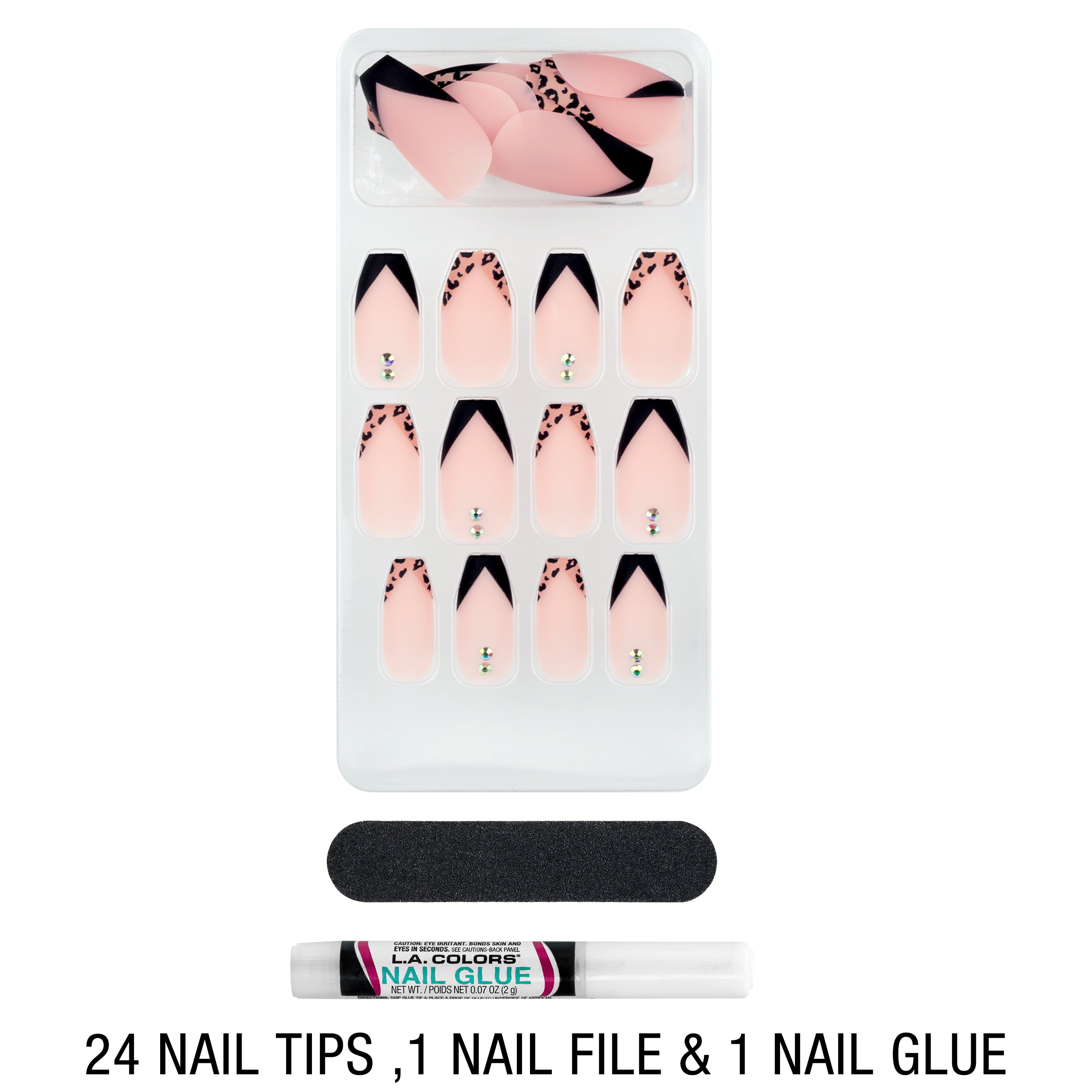 L.A. COLORS Fashion Nail Deluxe Wild at Heart Nail Tips, 24 Pieces