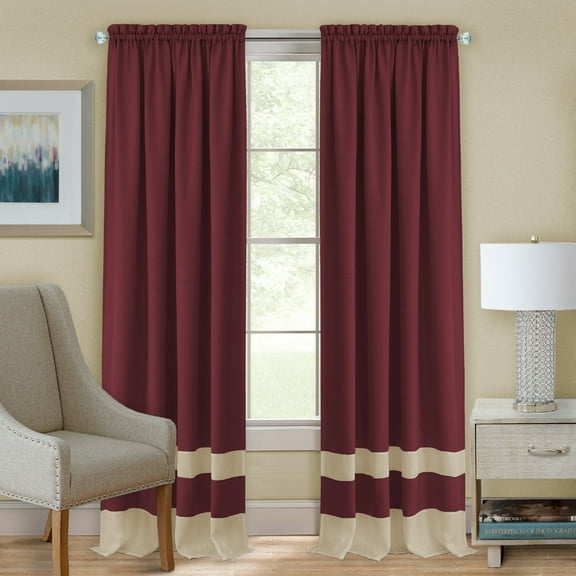 2 Pack: Varsity Heavy Semi Sheer Window Curtain Panels - Marsala