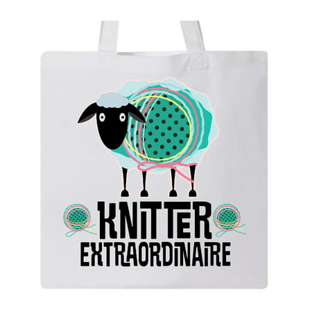 Knitting Yarn Sheep Knitter Extraordinaire Tote Bag White One