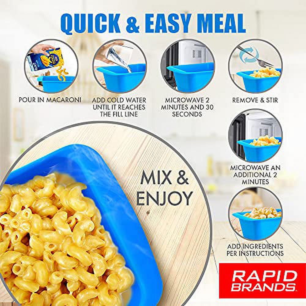 Rapid Mac Cooker | Microwave Macaroni & Cheese in 5 Minutes | Perfect for Dorm, Small Kitchen or Office | Dishwasher-Safe, Microwaveable, BPA-Free (Blue, 1-Pack)