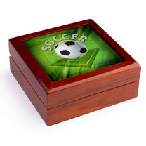 3dRose, Soccer, Jewelry Box 5.5x5.5 inch with 4 inch tile