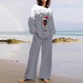 thumbnail image 2 of ChaoHeng Two Piece Outfits for Women Christmas Long Sleeve Round Neck Tops with Pants Sets(Gray,XXXXL), 2 of 4