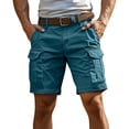 thumbnail image 2 of CCRFTGI Men's Casual Cargo Shorts Rigid Waist Shorts Summer Work Shorts with Pockets Blue M, 2 of 6