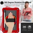 thumbnail image 3 of Dteck for Samsung Galaxy Tab S9/S8/S7 Case 11" 2023/2022/2020 Shockproof Protective Tab S9/S8/S7 Kids Tablet Cover with Pen Holder Rotating Hand Strap & Stand,Red + Black, 3 of 8