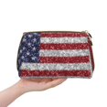 thumbnail image 4 of Naloa America Flag Glitter Leather Makeup Bag for Purse Travel, Portable Small Cosmetic Organizer for Women and Girls, Make up Bag with Zipper, 4 of 8