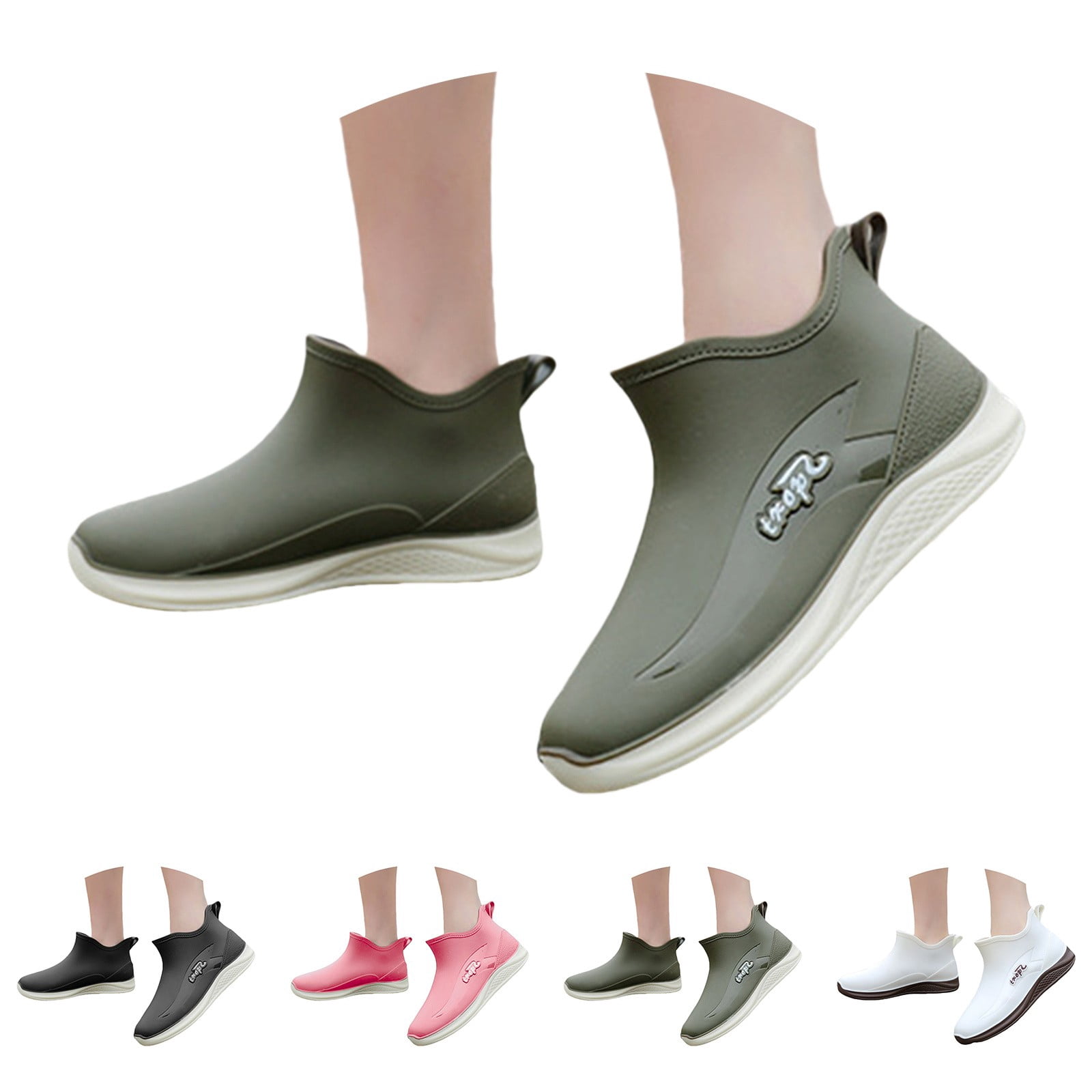 XIMIN Women Rain Boots Ankle Rain Shoes Anti-Slipping Waterproof Rainboots with Comfortable Lightweight Garden Rubber Rain Boot Outdoor Work Shoes Fishing Deck Boots