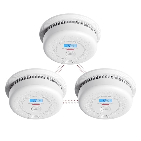 X-Sense Smoke Detector Carbon Monoxide Detector Combo 10 Year Battery, Up to 24 X-Sense Link Wireless Alarms, SC01-W, 3-Pack