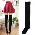 thumbnail image 3 of Ruanlalo 1 Pair Thigh High Socks Japanese Style Attractive Cotton Women Long Boot Stocking for Daily Wear White, 3 of 6