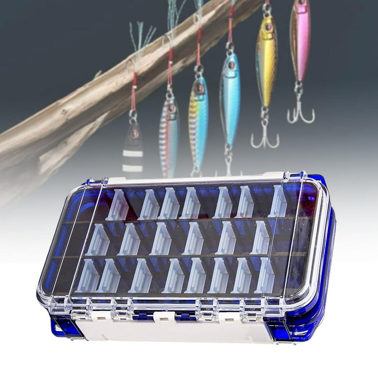 Waterproof Fishing Tackle Box Double Sided 18Cmx11Cmx4.5cm Portable Durable  Fishing Set Holder Container for Fly Fishing Hook Accessories Blue 