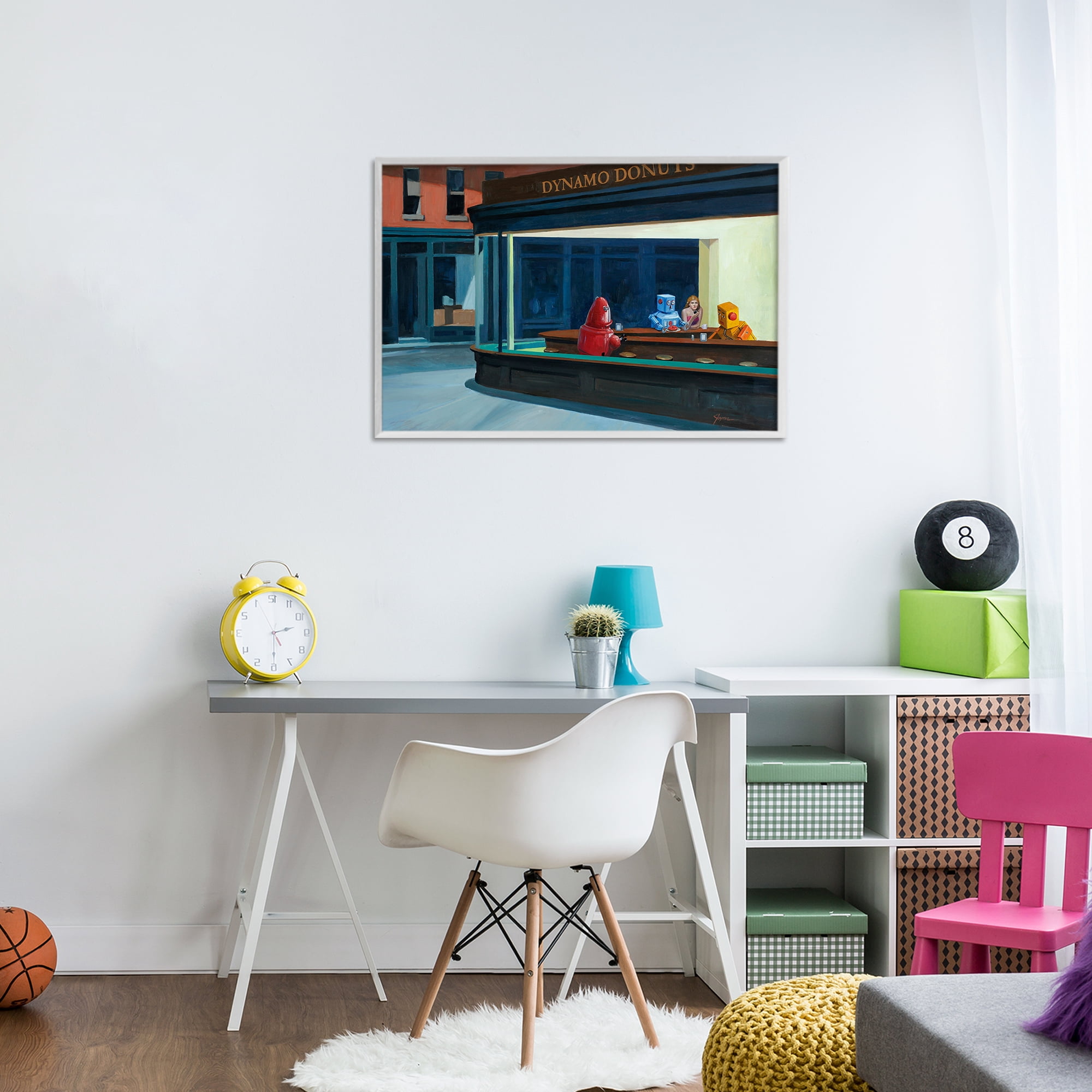 Stupell Industries Robots in Donut Shop White Framed Giclee Art, design by Eric Joyner